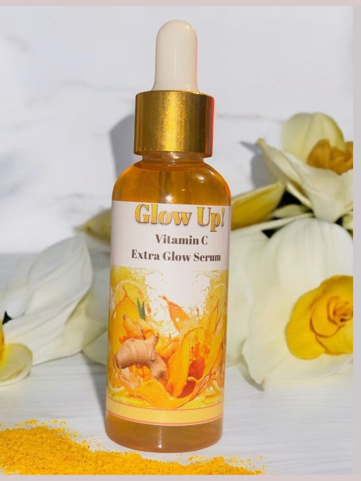 Glow Up! Vitamin C Extra Glow Serum from SLB Market in a dropper bottle for dark spot correcting kit