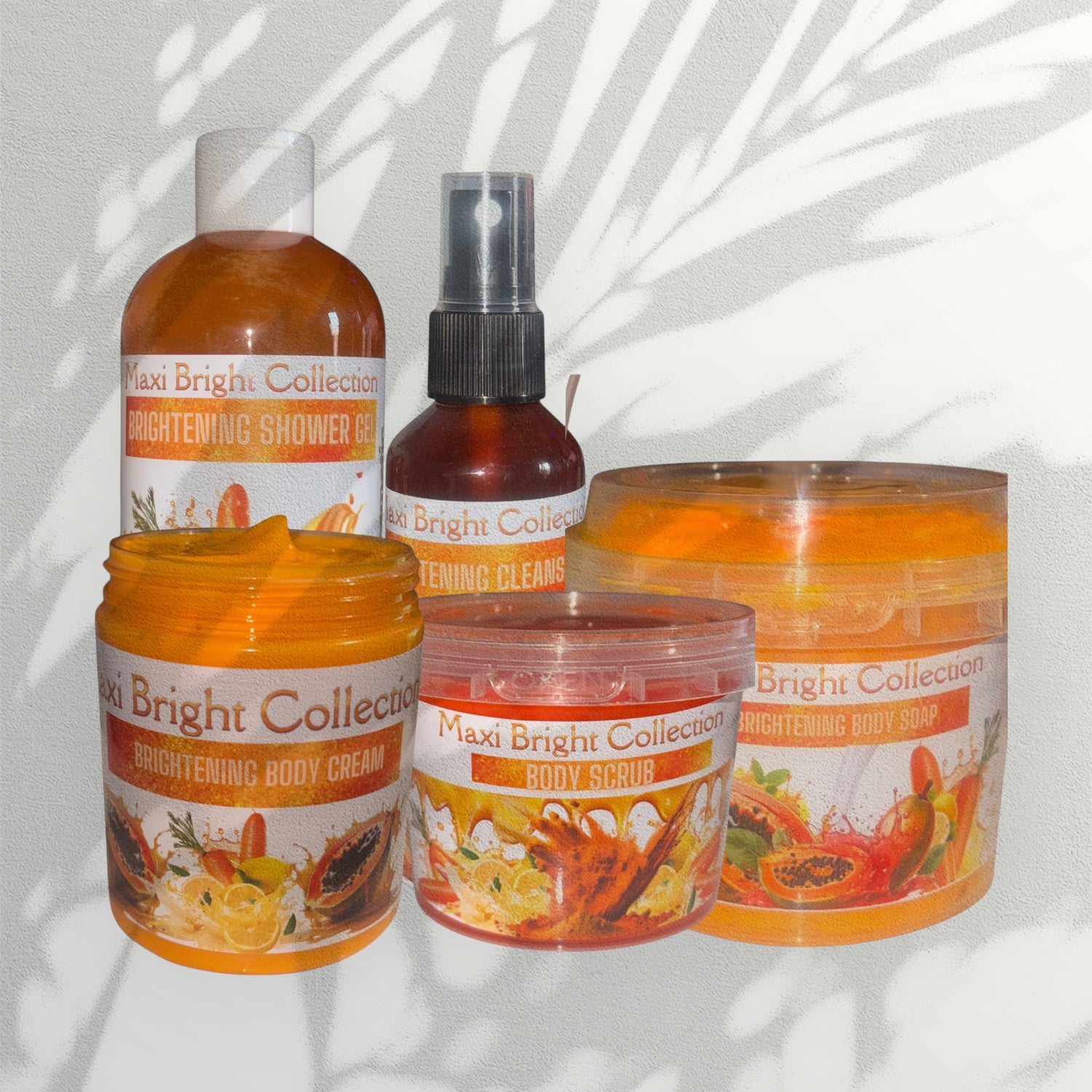 Maxi Bright skincare products including brightening body cream and treatments for healthier, radiant skin