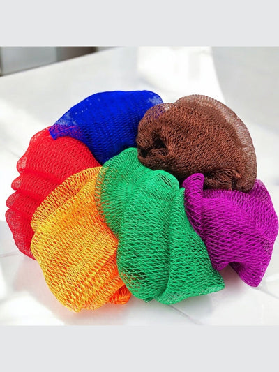 Colorful African net sponge for exfoliation in various vibrant shades for effective skin care