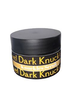 SLB Market Dark Knuckle Treatment Scrub in a sleek black jar for effective skin care