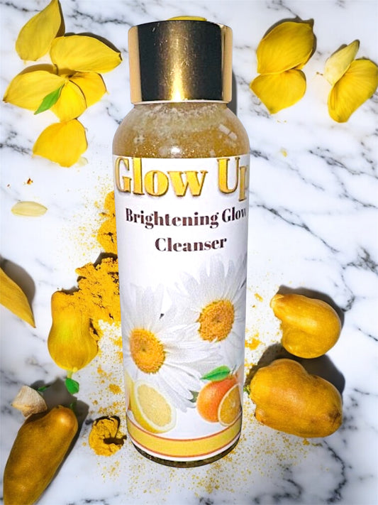 Glow Up Brightening Glow Cleanser from SLB Market with citrus and floral elements for radiant skin