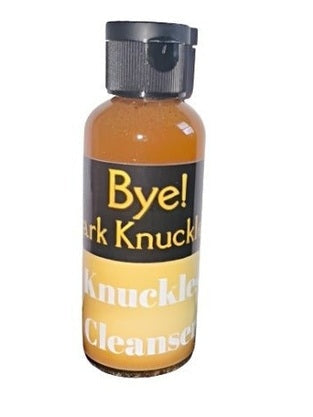 Bye! Dark Knuckles Cleansing Solution in a clear bottle for brighter skin tone