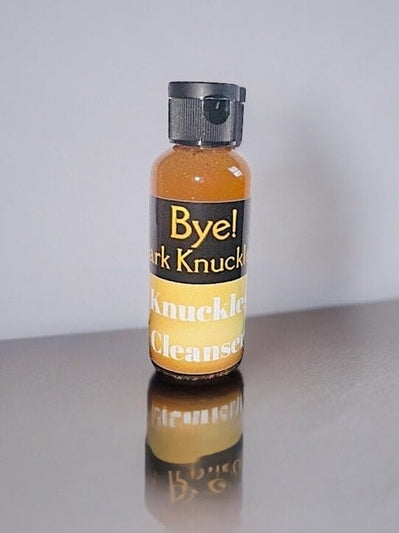 Bye! Dark Knuckles Cleansing Solution in amber bottle for effective skin cleansing